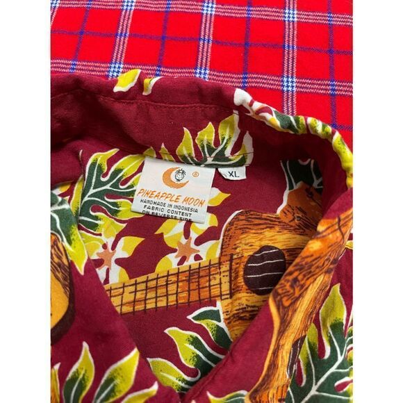 Pineapple Moon Men’s Guitar Hawaiian VTG Aloha Button Up Shirt Size XL - Picture 6 of 8